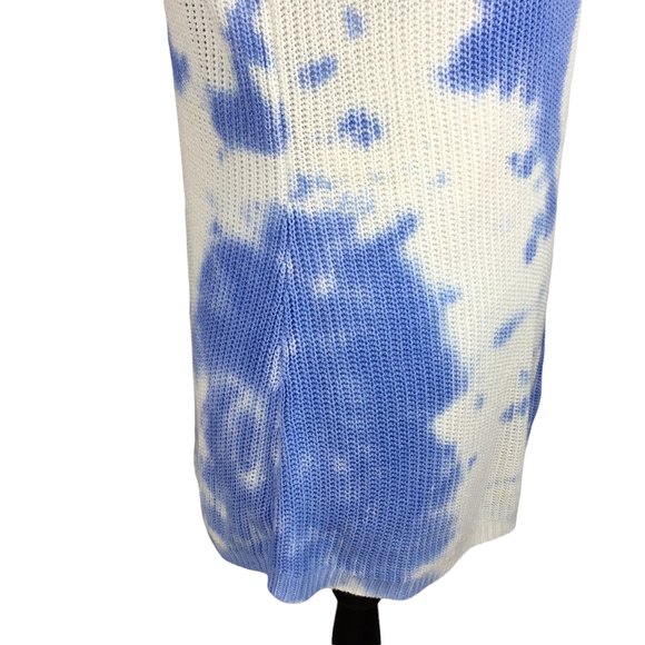 Women's Blue/White Scoop Neck Straps Sleeve Tie Dry Tank Top Size Small - Picture 4 of 8